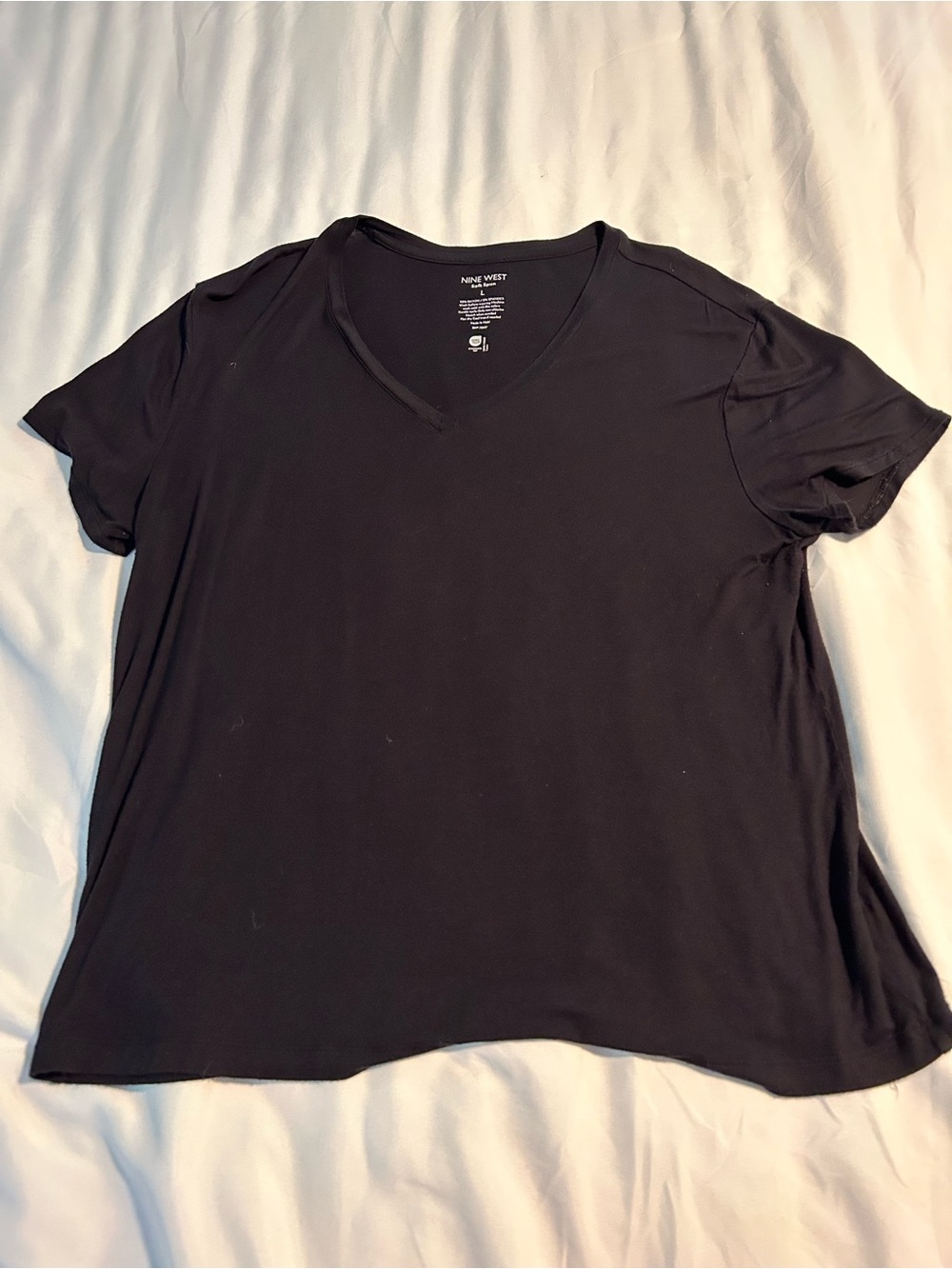 Nine West Black V-Neck Short Sleeve Tee
